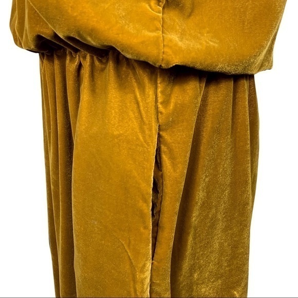 Gap Mustard Yellow Velvet Skater‎ Mini Dress Small Tall - Picture 10 of 10